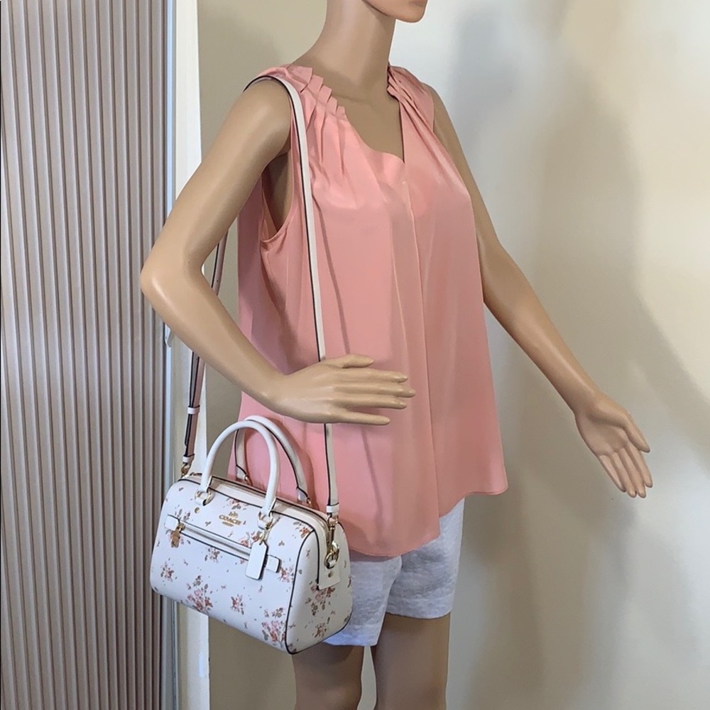 COACH ROWAN SATCHEL WITH ROSE BOUQUET PRINT - Picture 3 of 16